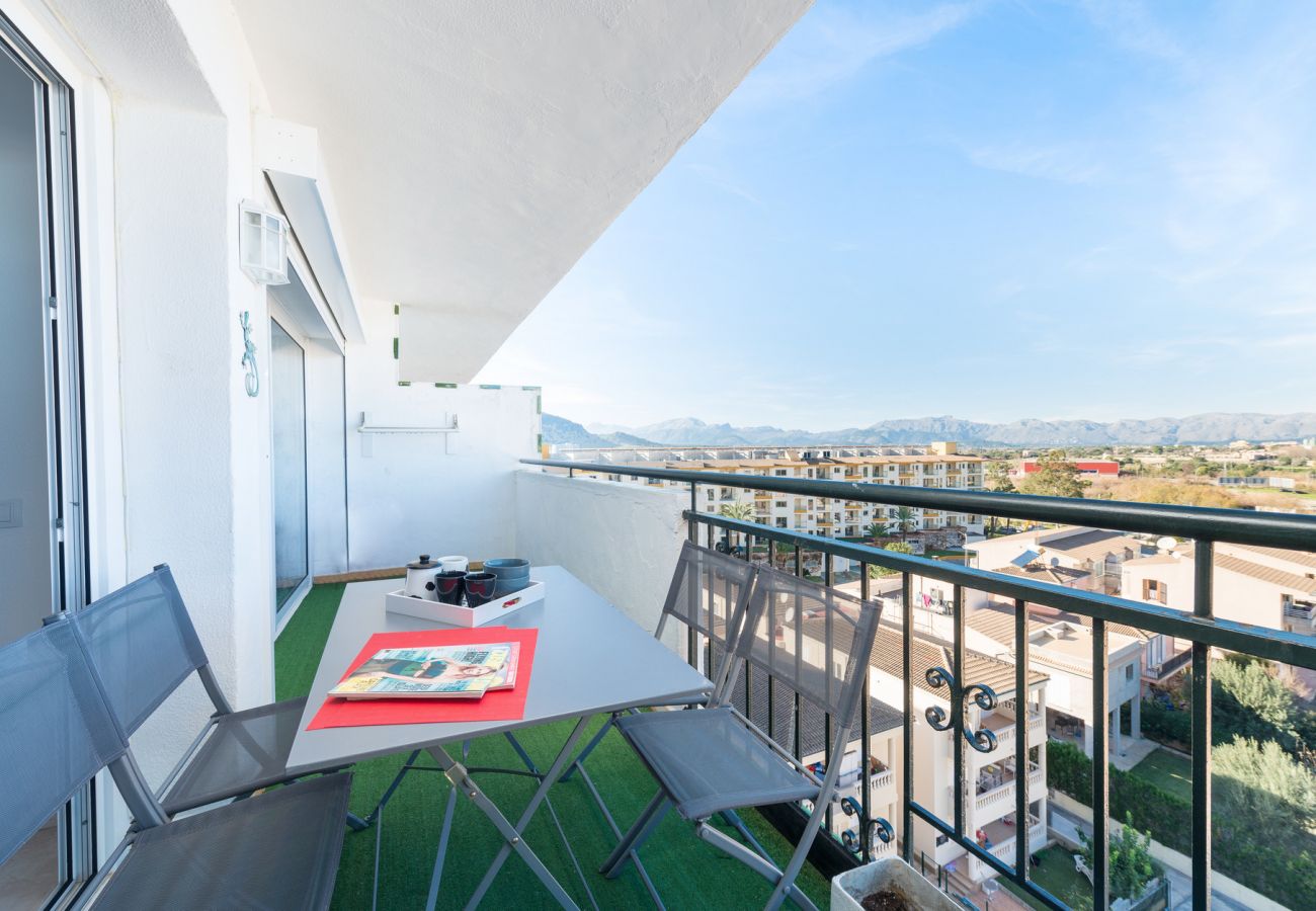 Large terrace with table and chairs