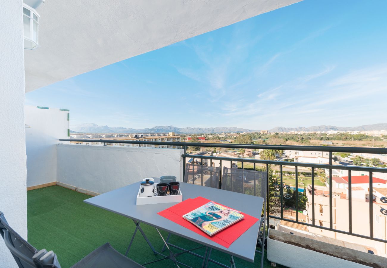 Large terrace with table and chairs